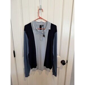Soul Star England Men’s XXL Colorblock Polo Sweater Blue Knit NWT